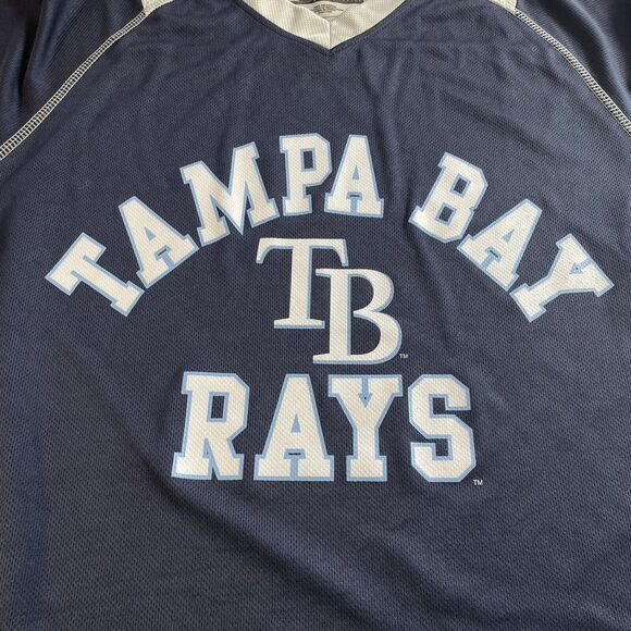 Tampa Bay Rays Shirt Men’s Medium MLB True Fan V-Neck Blue Baseball Stitching - Picture 2 of 16